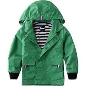 Hiheart Kids Windbreaker Jacket Zipper Front Hooded Green Size 9/10